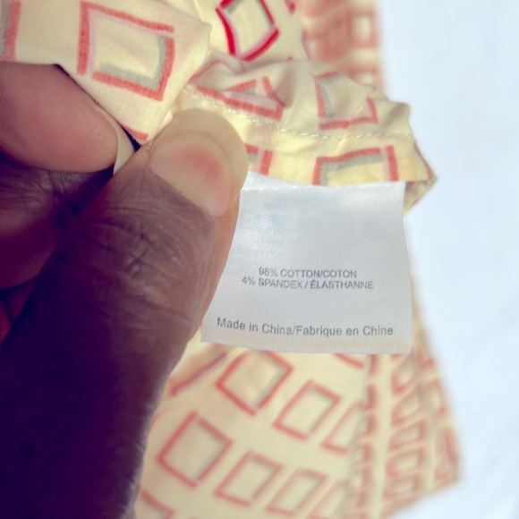 TORY BURCH orange, red, cream square printed mini dress w/3/4 sleeves. Size 2 - Picture 7 of 13